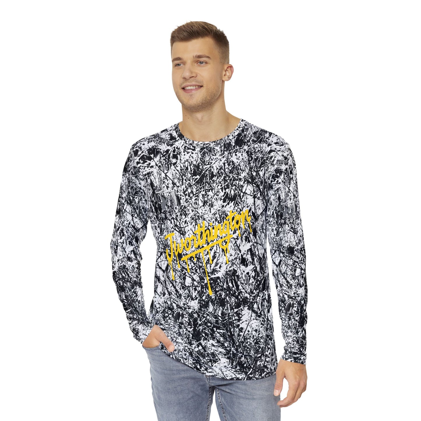 Men's Long Sleeve Shirt, Urban Camouflage Tee, Trendy Streetwear Top, Graphic Tee, Casual Layering Shirt