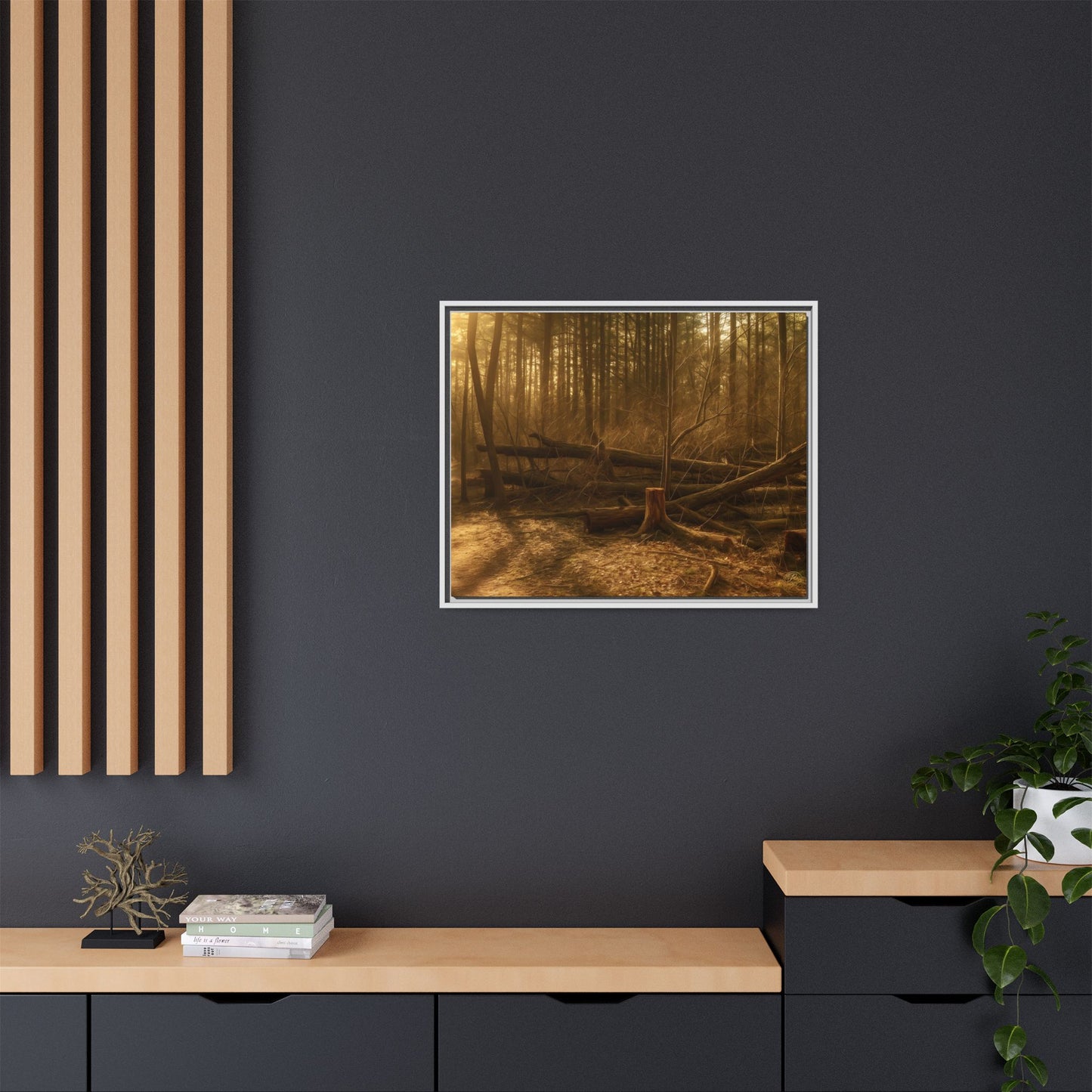 Framed Matte Canvas Art Print, Nature Wall Decor, Rustic Home Decor, Cozy Living Room Art, Gift for Nature Lovers, Forest Landscape
