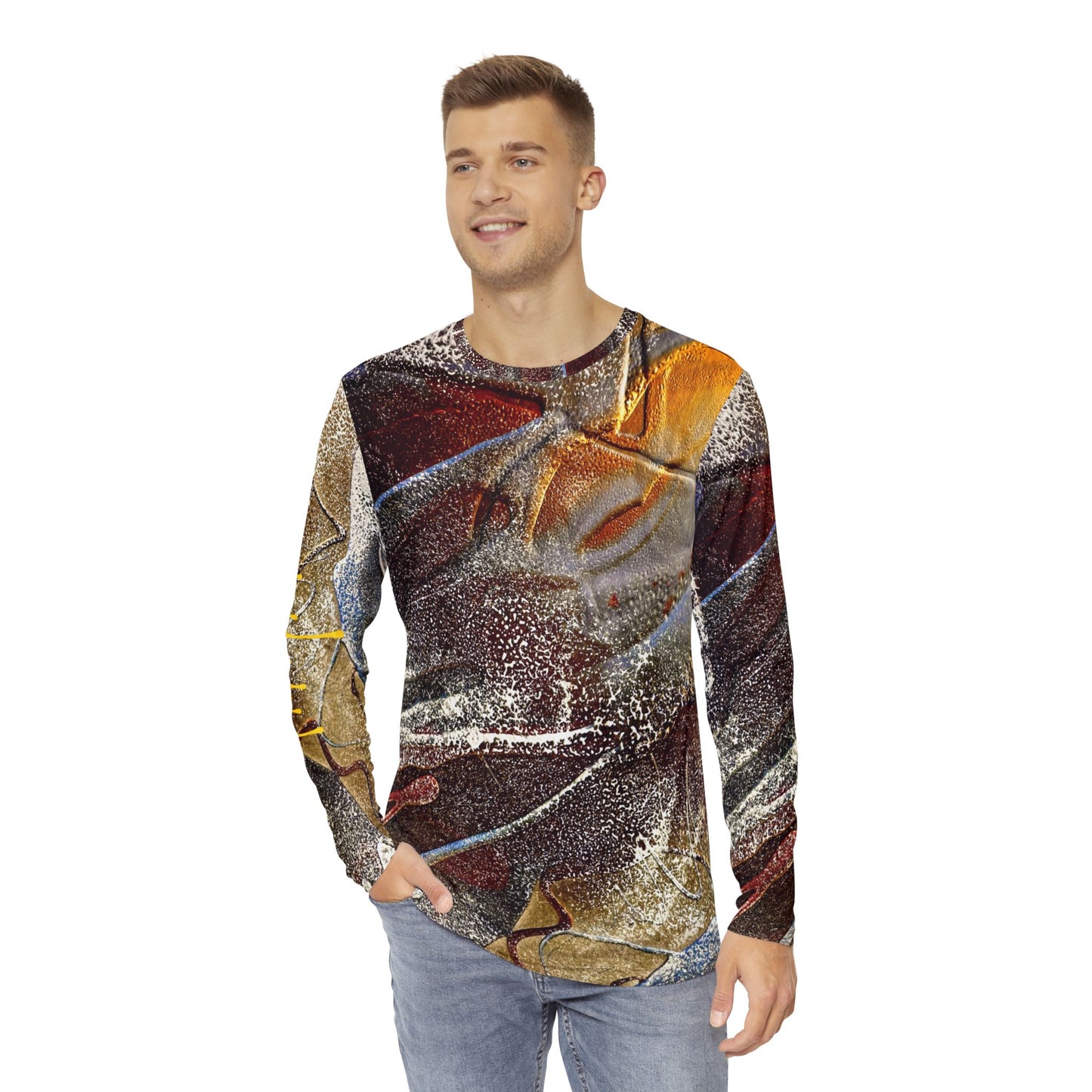 Vibrant Artistic Long Sleeve Shirt for Men, Casual Wear, Unique Apparel, Trendy Gift, Autumn Style