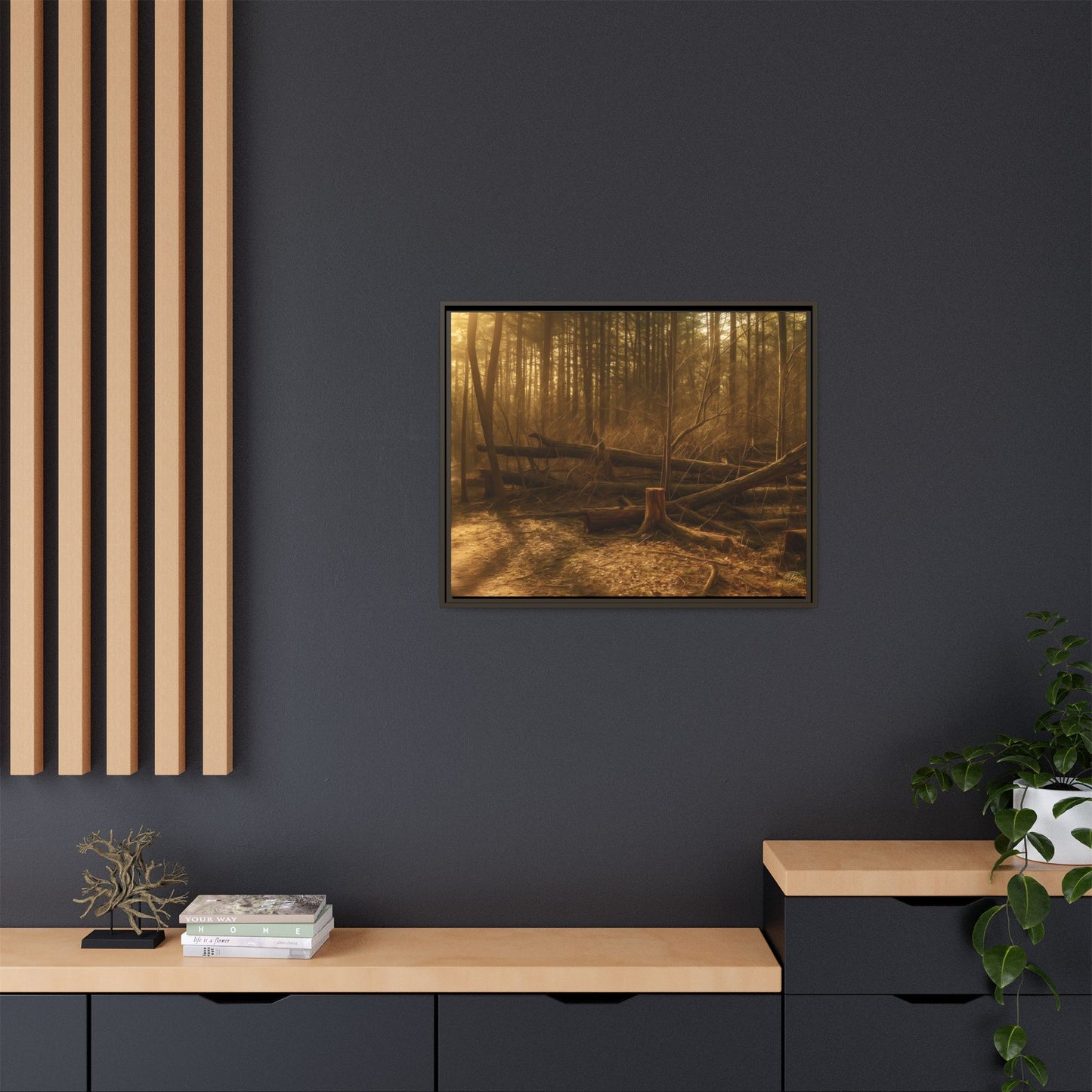 Framed Matte Canvas Art Print, Nature Wall Decor, Rustic Home Decor, Cozy Living Room Art, Gift for Nature Lovers, Forest Landscape