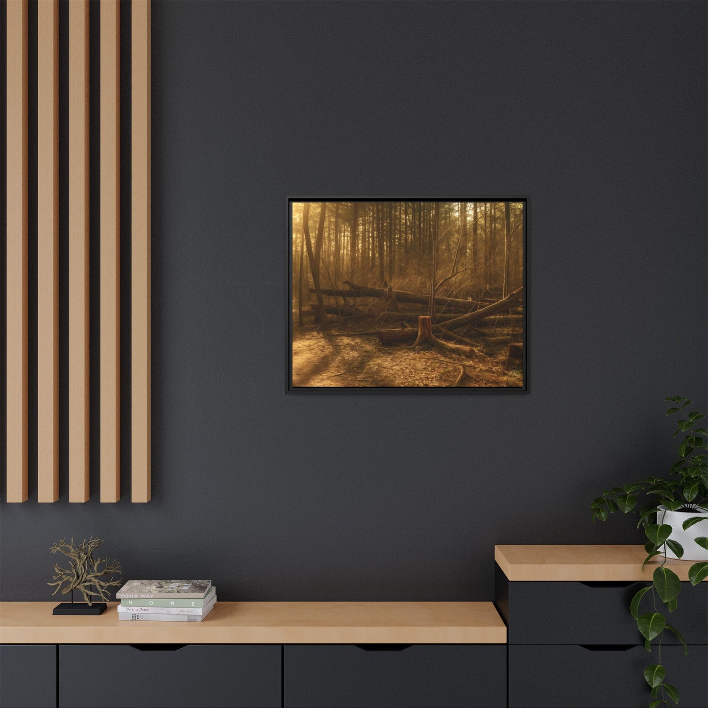 Framed Matte Canvas Art Print, Nature Wall Decor, Rustic Home Decor, Cozy Living Room Art, Gift for Nature Lovers, Forest Landscape